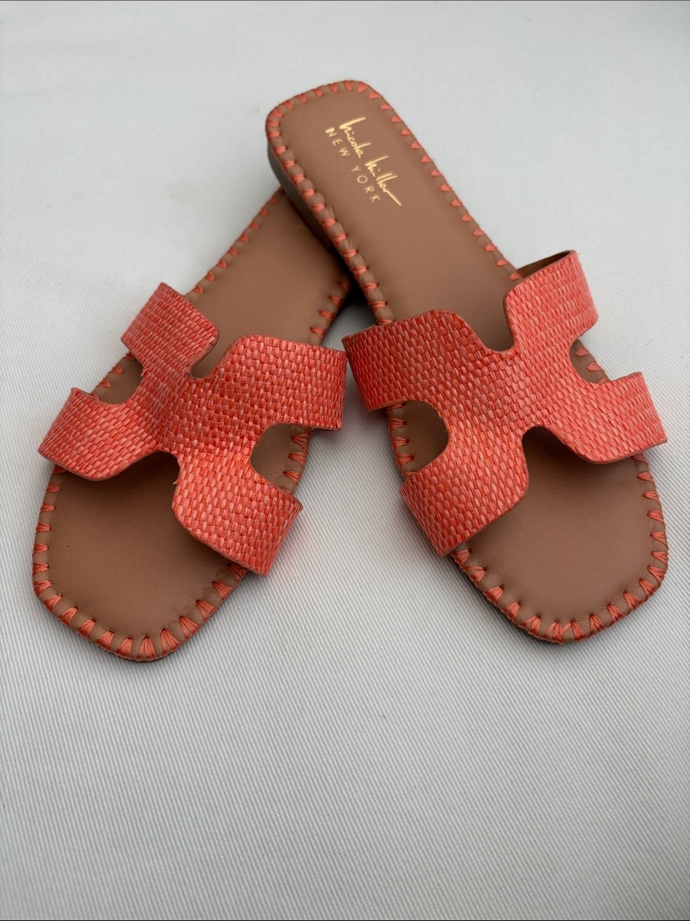 Nicole Miller Coral Textured Slide Sandals